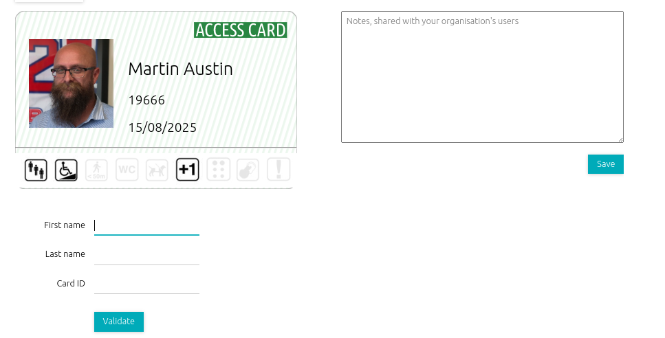 Screenshot of the Nimbus Operating System (NOS) validating a cardholder's details