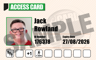 A sample Access Card showing the accessibility requirements of an example disabled person